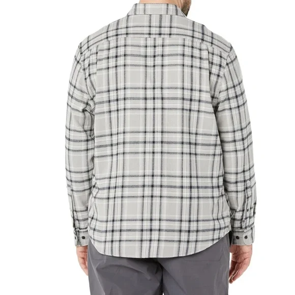 NWT Amazon Essentials Men’s Plaid Flannel Shirt Light Grey/Black | Size L - Picture 5 of 5